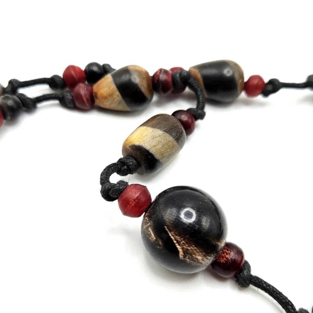 VINTAGE Resin Elephant Beaded Chunky Statement Necklace Made in India Safari